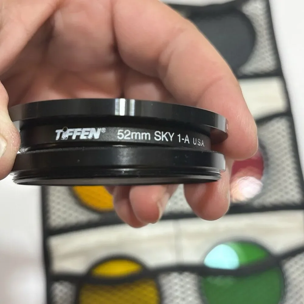 Tiffen, Hoya, Morris- Assortment of filters in folding Tiffen case 52mm 62mm